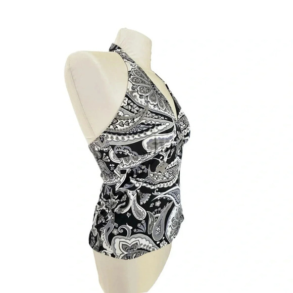 Land’s End || Halter Paisley Tankini Top Swimsuit Padded Bra Size 4 - Picture 2 of 5